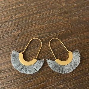 Madewell Tassel Fringe Hoop Earrings Pastel Blue